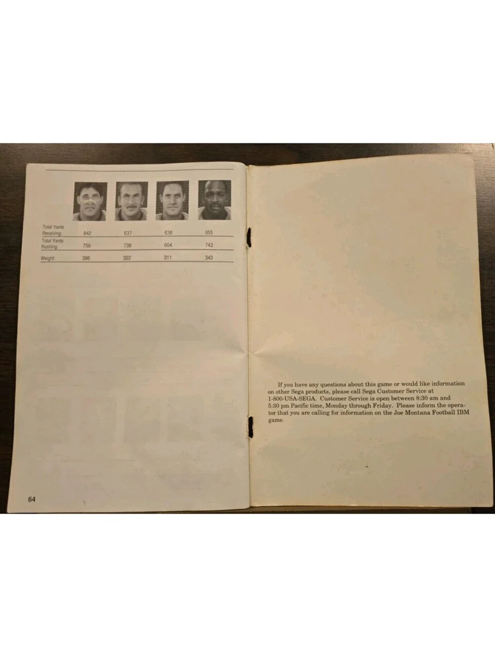 Vtg Joe Montana Football 1990 Sega Player's Guide/ Instruction manual NO GAME